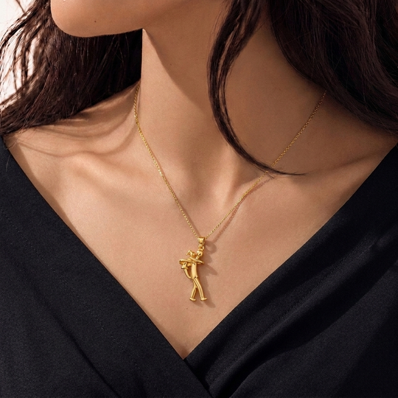 Daughter piggyback hug necklace with polished finish